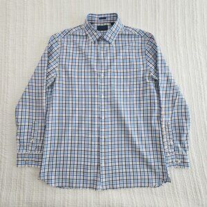 Fairlane Shirt Men's XL Blue Green Plaid Slim Fit Non-Iron 100% Cotton Classic